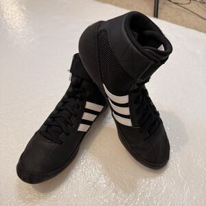 Wrestling Sneakers Men’s 7 Adidas HVC 2 Black Leather Mid Top AQ3325 US 7 UK 6.5